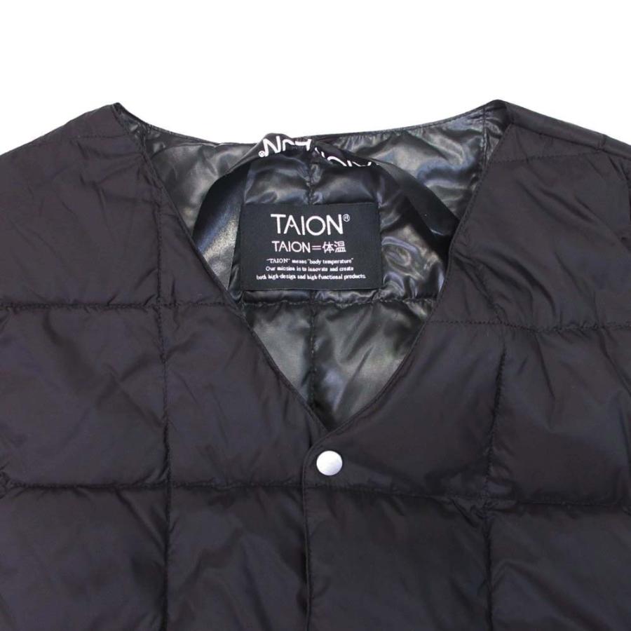 美品 TAION タイオン 体温 ベーシック Vネックボタン インナーダウン ベスト キルティング ジャケット ブルゾン S 黒 ブラック レディース 古着 中古 | TAION | 03