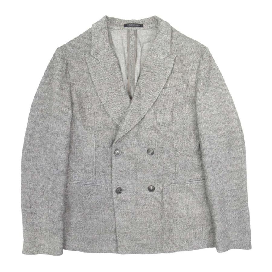 美品 EMPORIO ARMANI エンポリオアルマーニ ダブルブレストジャケット コーデュロイ ピークドラペル ブレザー 50 グレー メンズ 古着 中古 USED EMPORIO ARMANI 美品 エンポリオアルマーニ ダブルブレストジャケット