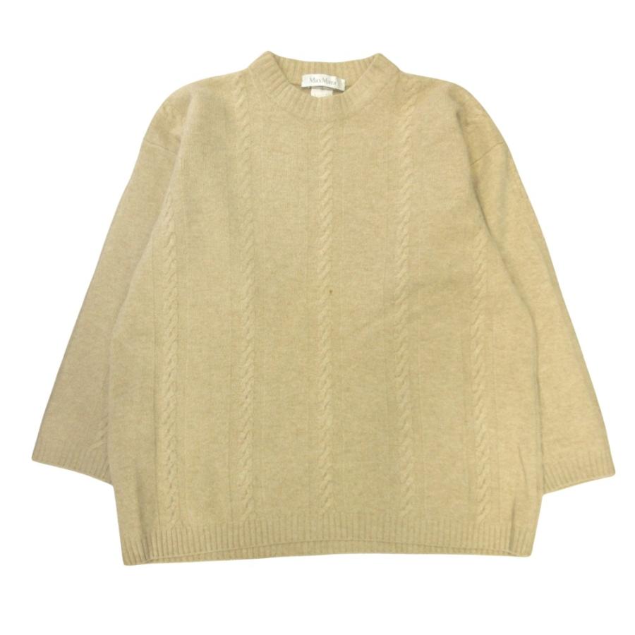 良品 Max Mara マックスマーラ 白タグ ケーブル ニット セーター モックネック M ベージュ レディース 古着 中古 | Max Mara