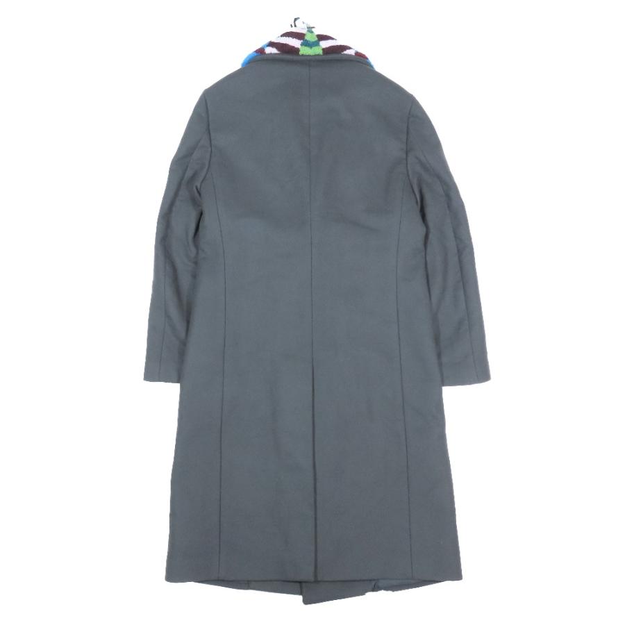 未使用 FENDI フェンディ ダブルブレスト マルチストライプ ダブルブレスト ロング コート ウール カシミヤ混 グレー マルチカラー 50 メンズ 古着 中古_2
