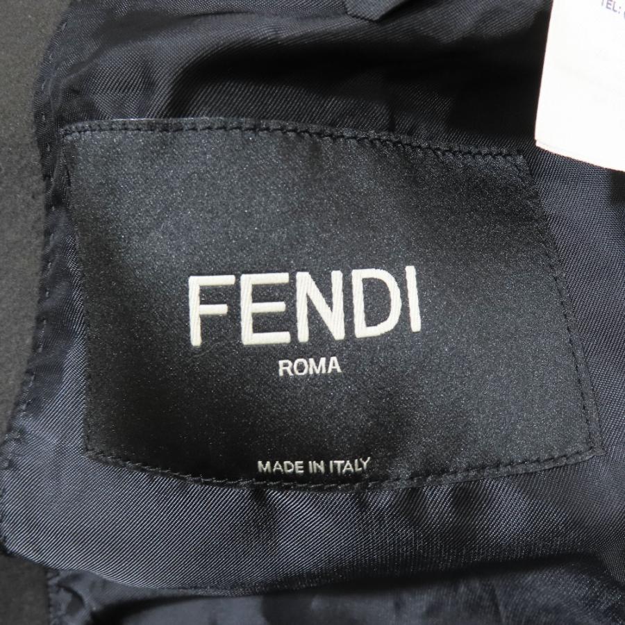 未使用 FENDI フェンディ ダブルブレスト マルチストライプ ダブルブレスト ロング コート ウール カシミヤ混 グレー マルチカラー 50 メンズ 古着 中古_5