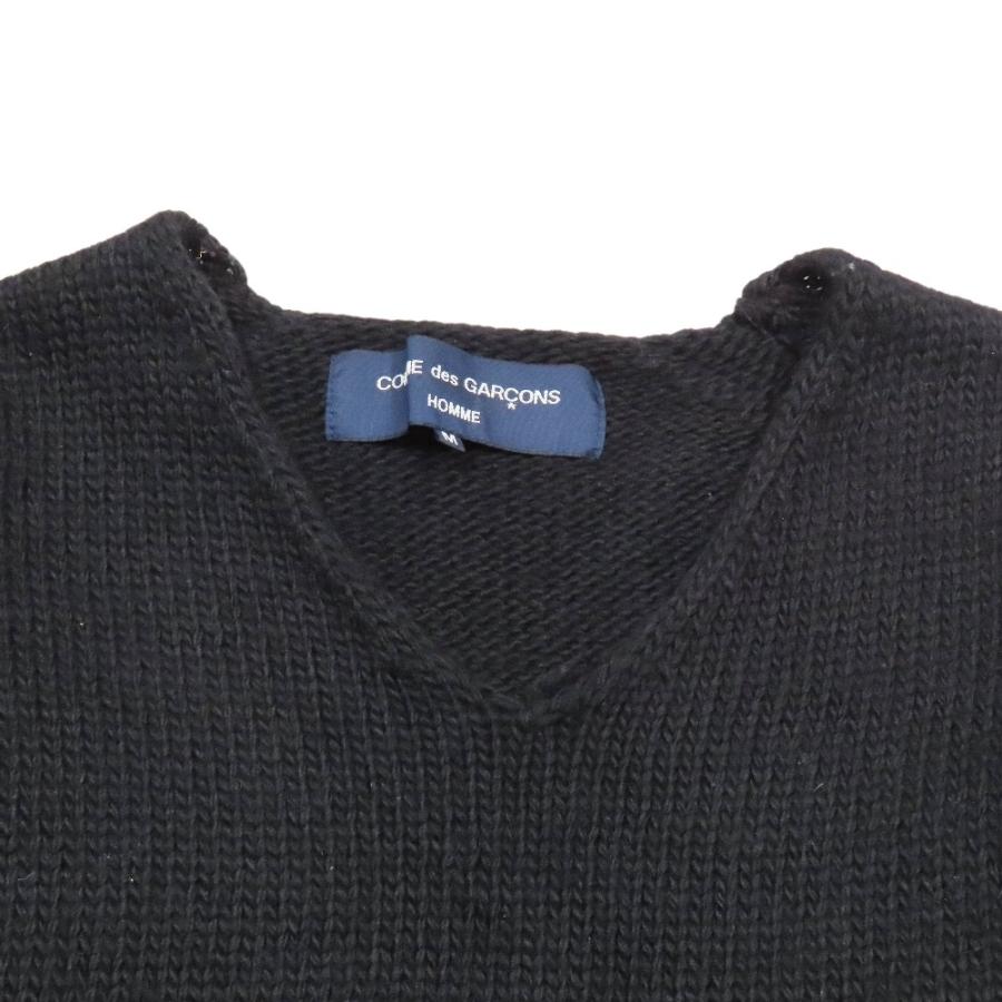 良品 05AW COMME des GARCONS HOMME コムデギャルソンオム 初期ジュンヤオム ウール100％ セーター ニット Vネック アーカイブ M 黒 メンズ 古着 中古 USED COMME des GARCONS HOMME 良品 05AW コムデギャルソンオム 初期