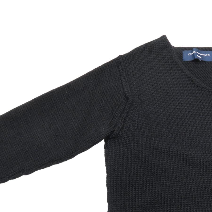 良品 05AW COMME des GARCONS HOMME コムデギャルソンオム 初期ジュンヤオム ウール100％ セーター ニット Vネック アーカイブ M 黒 メンズ 古着 中古 USED COMME des GARCONS HOMME 良品 05AW コムデギャルソンオム 初期