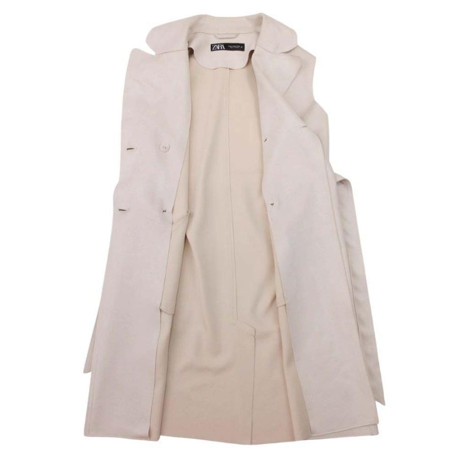 美品 ZARA ザラ フェイクスエード ロングベスト ジレ ノースリーブ トレンチコート ジャケット アウター 羽織 XS ライトベージュ レディース 古着 中古 | ZARA | 02