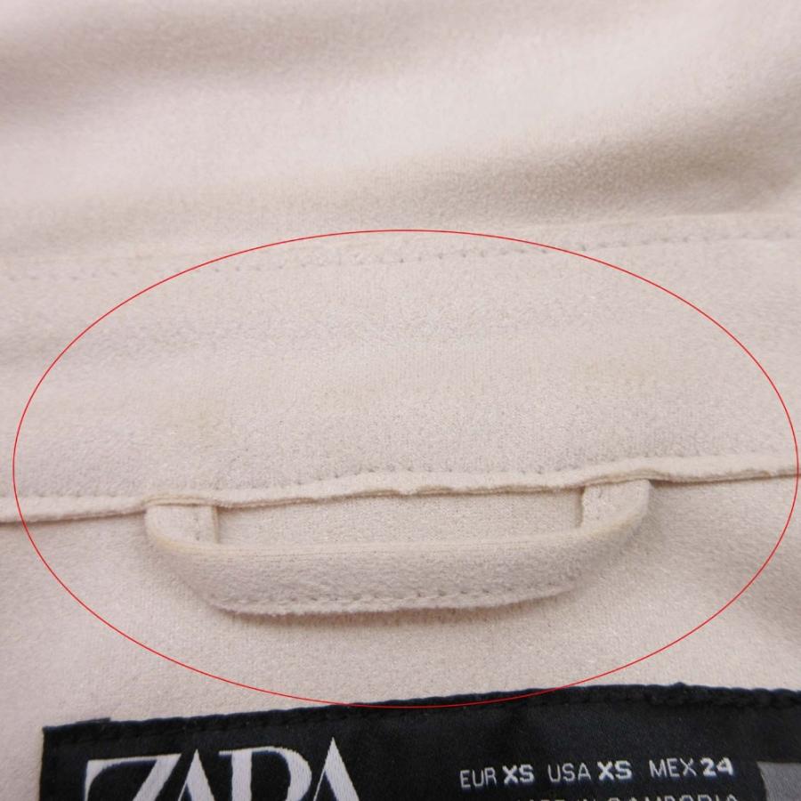 美品 ZARA ザラ フェイクスエード ロングベスト ジレ ノースリーブ トレンチコート ジャケット アウター 羽織 XS ライトベージュ レディース 古着 中古 | ZARA | 07