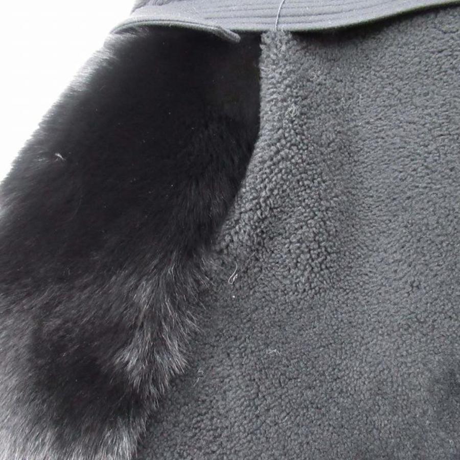 未使用 BLANCHA ブランカ Sagafurs ムートン x ファー コンビ ノーカラーコート シープスキン ブルーフォックス 38 黒 ブラック レディース 古着 中古 | BLANCHA | 05