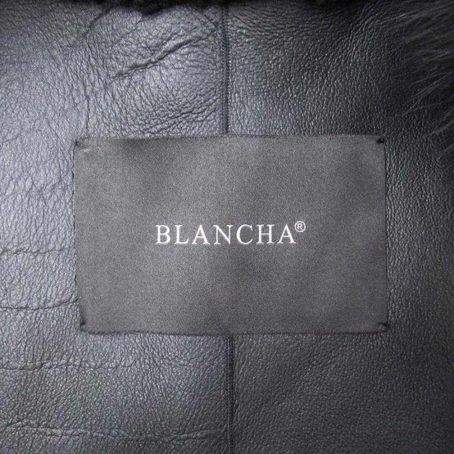 未使用 BLANCHA ブランカ Sagafurs ムートン x ファー コンビ ノーカラーコート シープスキン ブルーフォックス 38 黒 ブラック レディース 古着 中古 | BLANCHA | 07