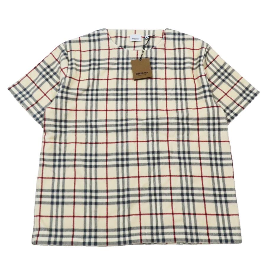 未使用 BURBERRY バーバリー ノバチェック コットン100％ パイル地 カットソー Tシャツ 半袖 クルーネック M ベージュ メンズ 古着 中古 | BURBERRY