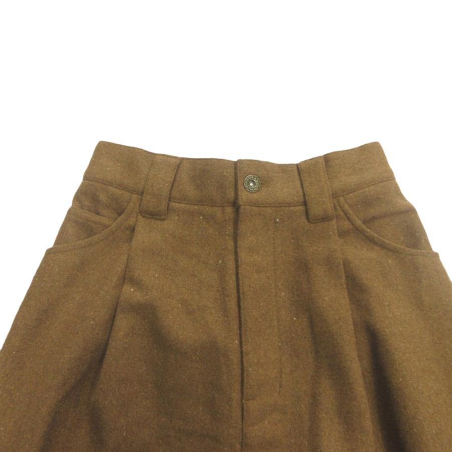 未使用 DOUBLE NAME ダブルネーム ワイド イージー パンツ スラックス タック ウールライク F 茶 ブラウン レディース 古着 中古 | DOUBLE NAME | 03