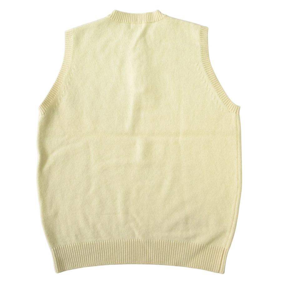 美品 Papas パパス ウール ニット ベスト カットソー ノースリーブ ヘンリーネック サイズM 黄 イエロー メンズ 古着 中古 | PAPAS | 01