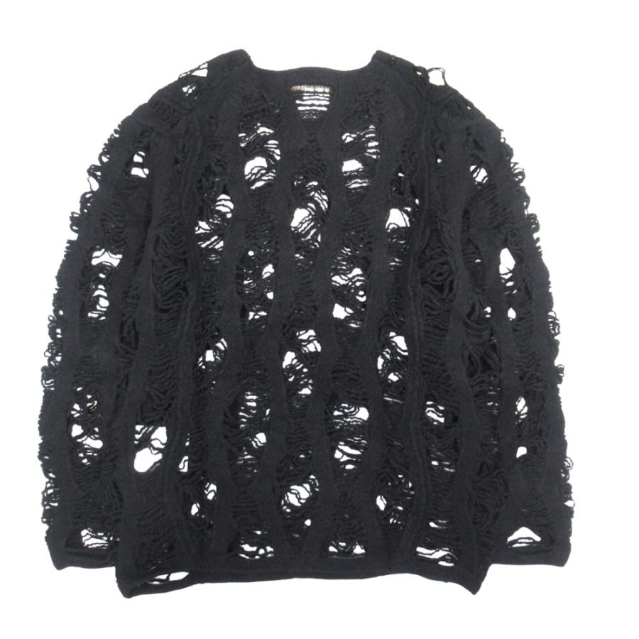 新品同様 24aw COMME des GARCONS HOMME PLUS コムデギャルソンオムプリュス ウール縮絨カスレニット セーター S 黒 ブラック PN-N014 メンズ 古着 中古 | COMME des GARCONS HOMME PLUS | 01