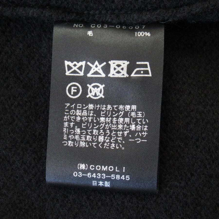 新品同様 25AW COMOLI コモリ ラムズウール クルーネック ニット セーター カットソー 長袖 サイズ1 黒 ブラック メンズ 古着 中古_4
