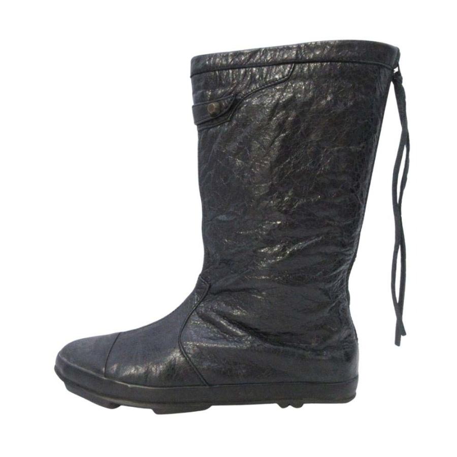 美品 BALENCIAGA バレンシアガ 245482 バックジップ ブーツ フラット シューズ 靴 レザー 36/22.5cm 黒 ブラック レディース 古着 中古 | BALENCIAGA | 01