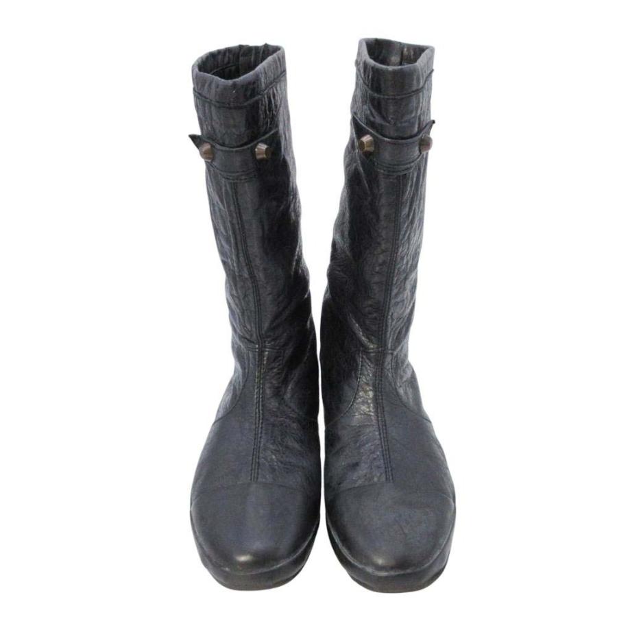 美品 BALENCIAGA バレンシアガ 245482 バックジップ ブーツ フラット シューズ 靴 レザー 36/22.5cm 黒 ブラック レディース 古着 中古 | BALENCIAGA | 02