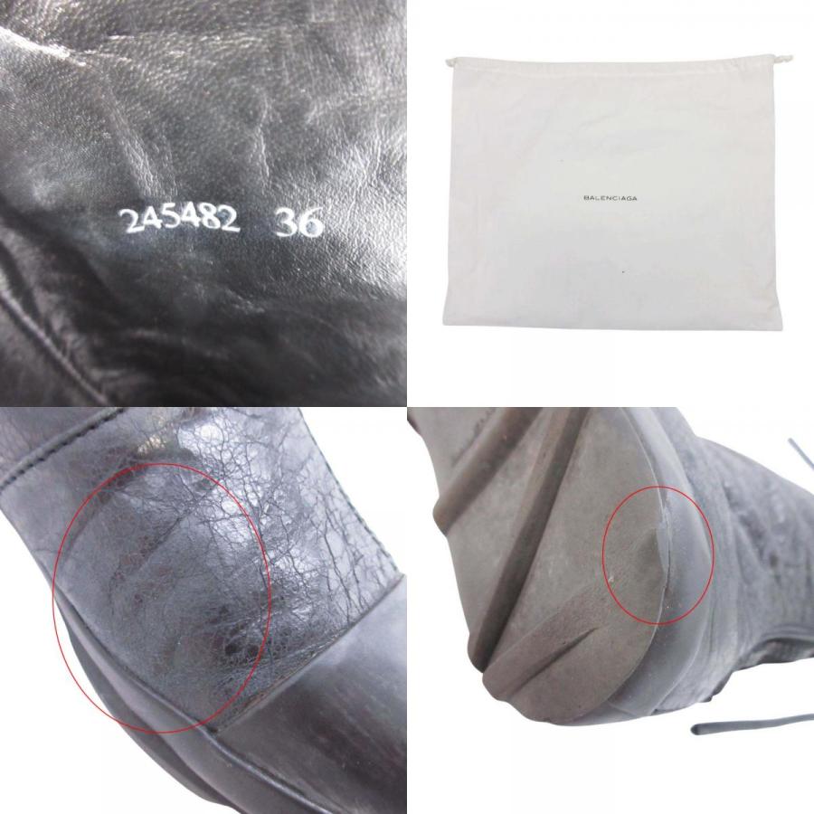 美品 BALENCIAGA バレンシアガ 245482 バックジップ ブーツ フラット シューズ 靴 レザー 36/22.5cm 黒 ブラック レディース 古着 中古 | BALENCIAGA | 09