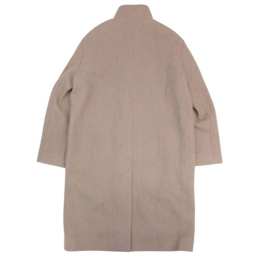 未使用 HERMES エルメス カシミヤ100％ ダブルフェイス スタンドカラー ロングコート メドール金具 アウター 36 グレージュ レディース 古着 中古の画像