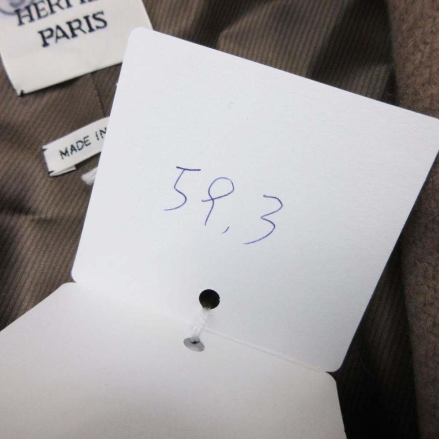 未使用 HERMES エルメス カシミヤ100％ ダブルフェイス スタンドカラー ロングコート メドール金具 アウター 36 グレージュ レディース 古着 中古の画像