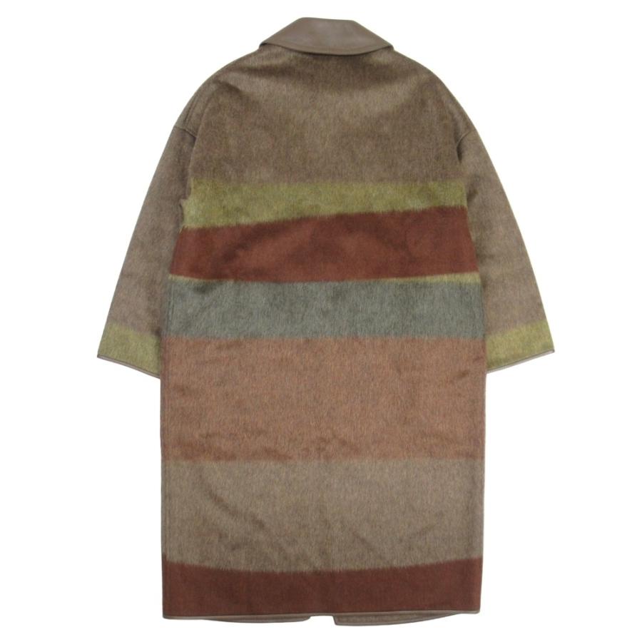 未使用 22aw HERMES エルメス Rocabar カシミヤモヘア シャギー ロングコート ラムレザートリム 羊革 アウター 34 ブラウン カーキ レディース 古着 中古の画像