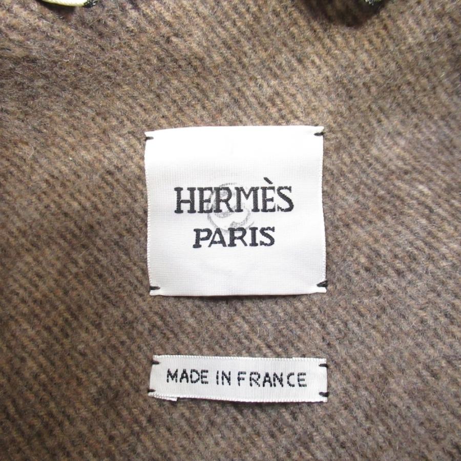 未使用 22aw HERMES エルメス Rocabar カシミヤモヘア シャギー ロングコート ラムレザートリム 羊革 アウター 34 ブラウン カーキ レディース 古着 中古の画像