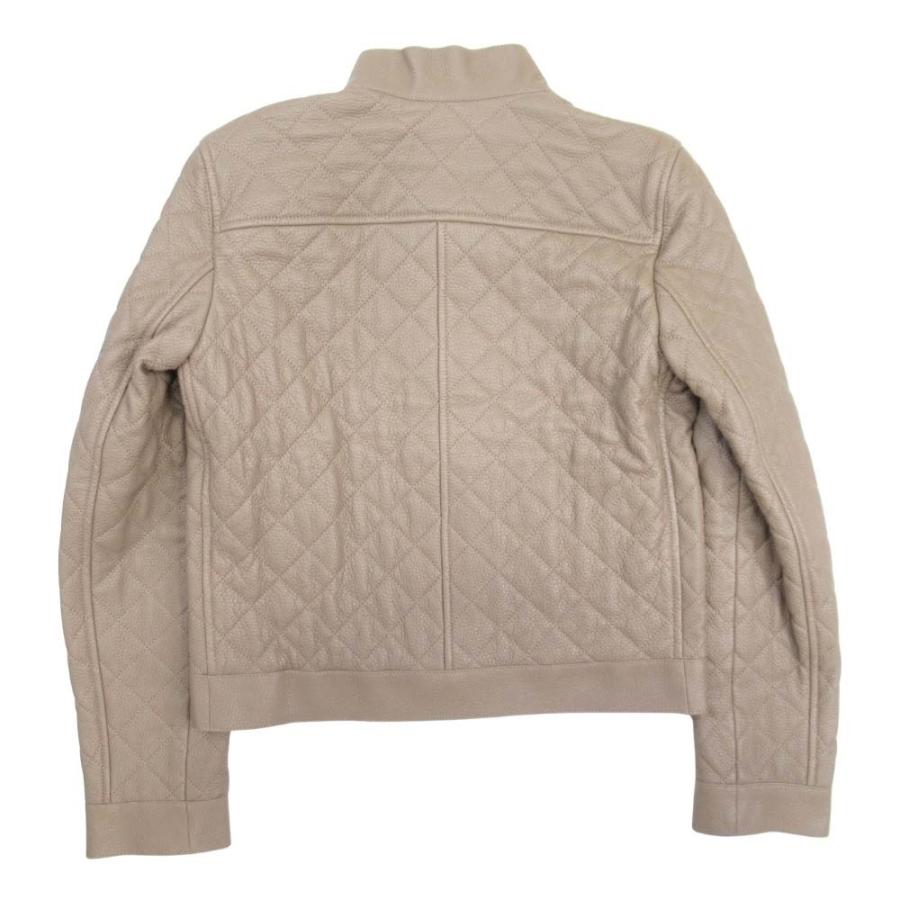 未使用 23aw HERMES エルメス 鹿革 ディアスキン キルティング ライダースジャケット セリエボタン ブルゾン 34 グレージュ レディース 古着 中古の画像