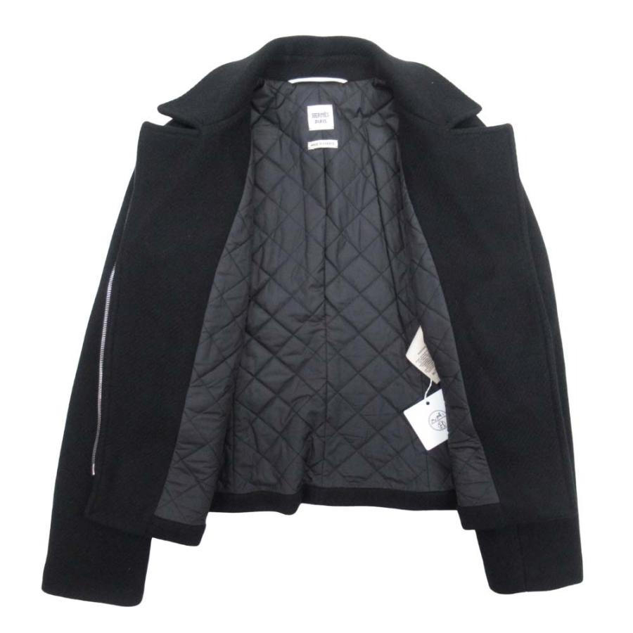 未使用 23aw HERMES エルメス カシミヤ100% ダブルライダース ジャケット キルティング裏地 ブルゾン メドール金具 40 黒 ブラック レディース 古着 中古の画像