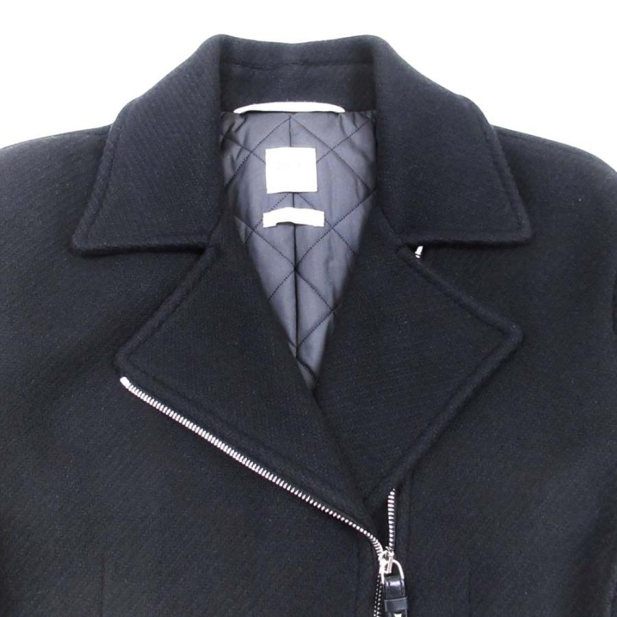 未使用 23aw HERMES エルメス カシミヤ100% ダブルライダース ジャケット キルティング裏地 ブルゾン メドール金具 40 黒 ブラック レディース 古着 中古の画像