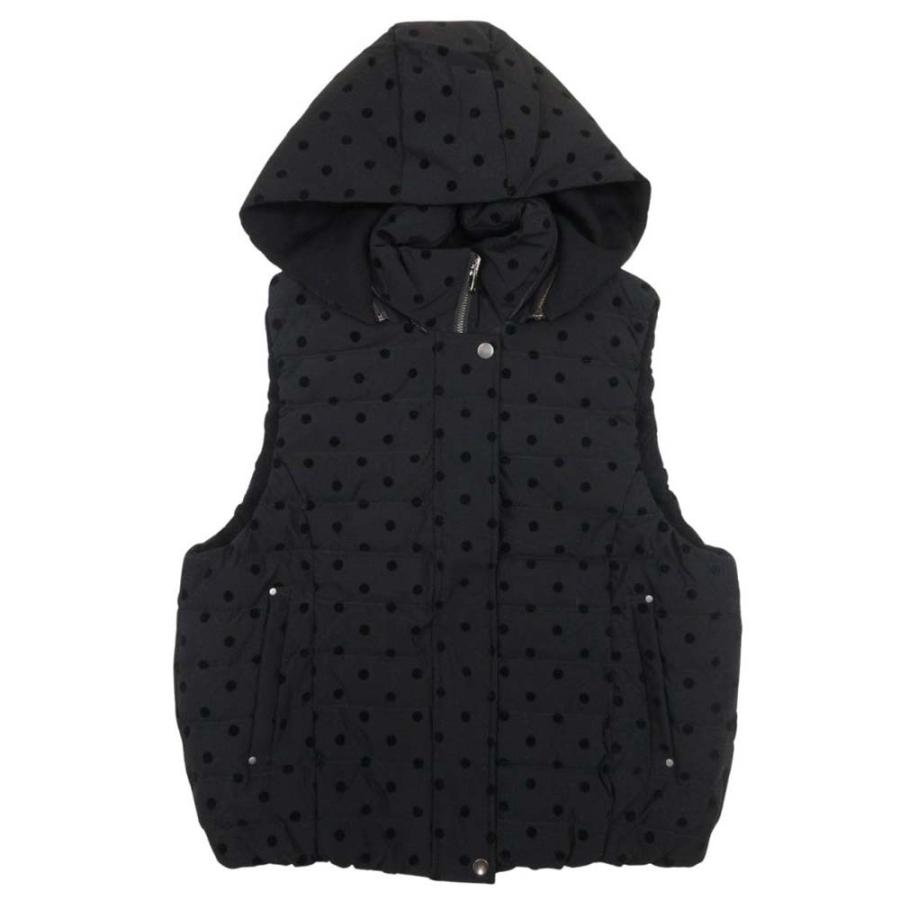 未使用 PICCIN PERLA ピッチンペルラ リバーシブル ダウンベスト ドット フロッキープリント 水玉 アウター M 黒 ブラック レディース 古着 中古 | PICCIN PERLA