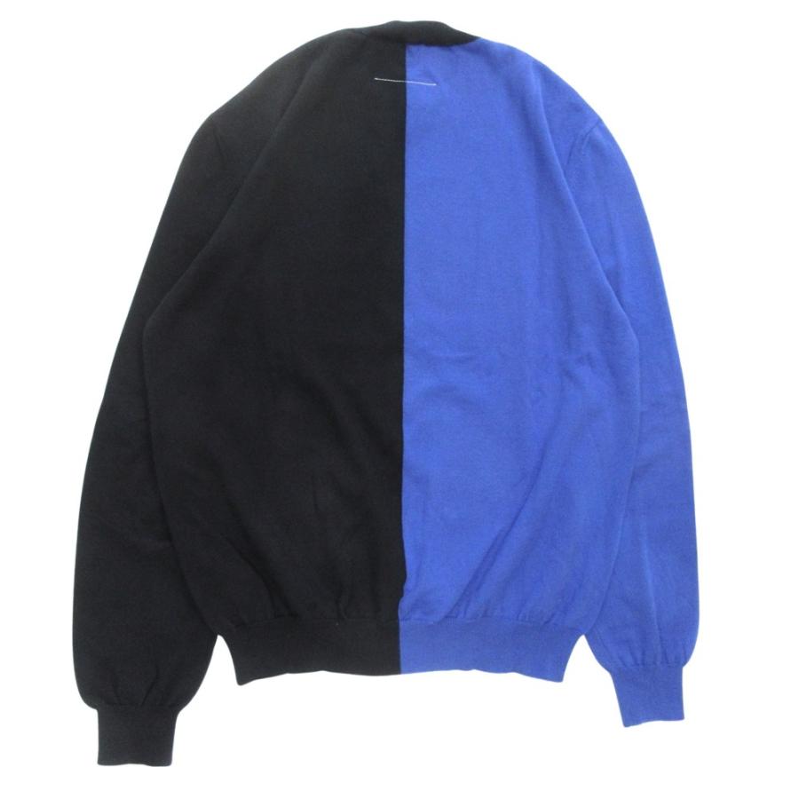 美品 24SS Maison Margiela メゾンマルジェラ MM6 バイカラー コットン ニット セーター 長袖 サイズM 黒 青 ブルー 黒 ブラック メンズ 古着 中古 | Maison Margiela | 01