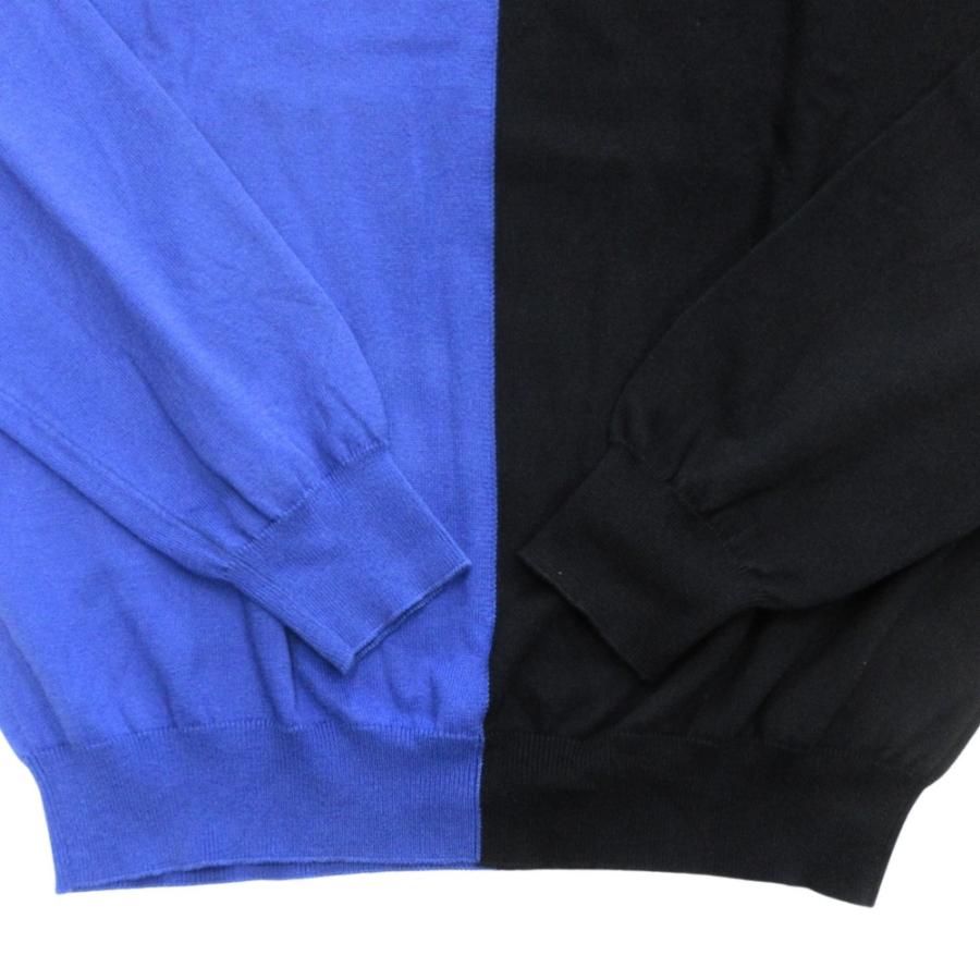 美品 24SS Maison Margiela メゾンマルジェラ MM6 バイカラー コットン ニット セーター 長袖 サイズM 黒 青 ブルー 黒 ブラック メンズ 古着 中古 | Maison Margiela | 03