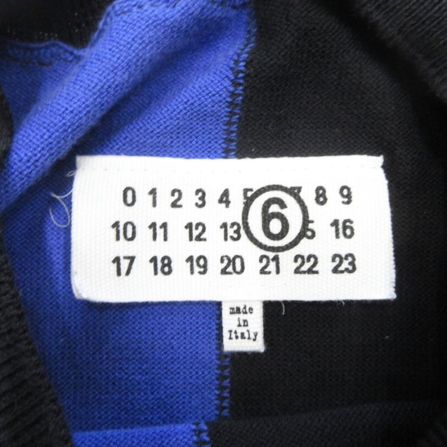 美品 24SS Maison Margiela メゾンマルジェラ MM6 バイカラー コットン ニット セーター 長袖 サイズM 黒 青 ブルー 黒 ブラック メンズ 古着 中古 | Maison Margiela | 04