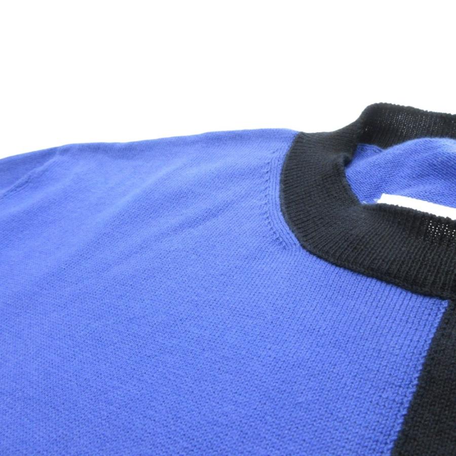 美品 24SS Maison Margiela メゾンマルジェラ MM6 バイカラー コットン ニット セーター 長袖 サイズM 黒 青 ブルー 黒 ブラック メンズ 古着 中古 | Maison Margiela | 06