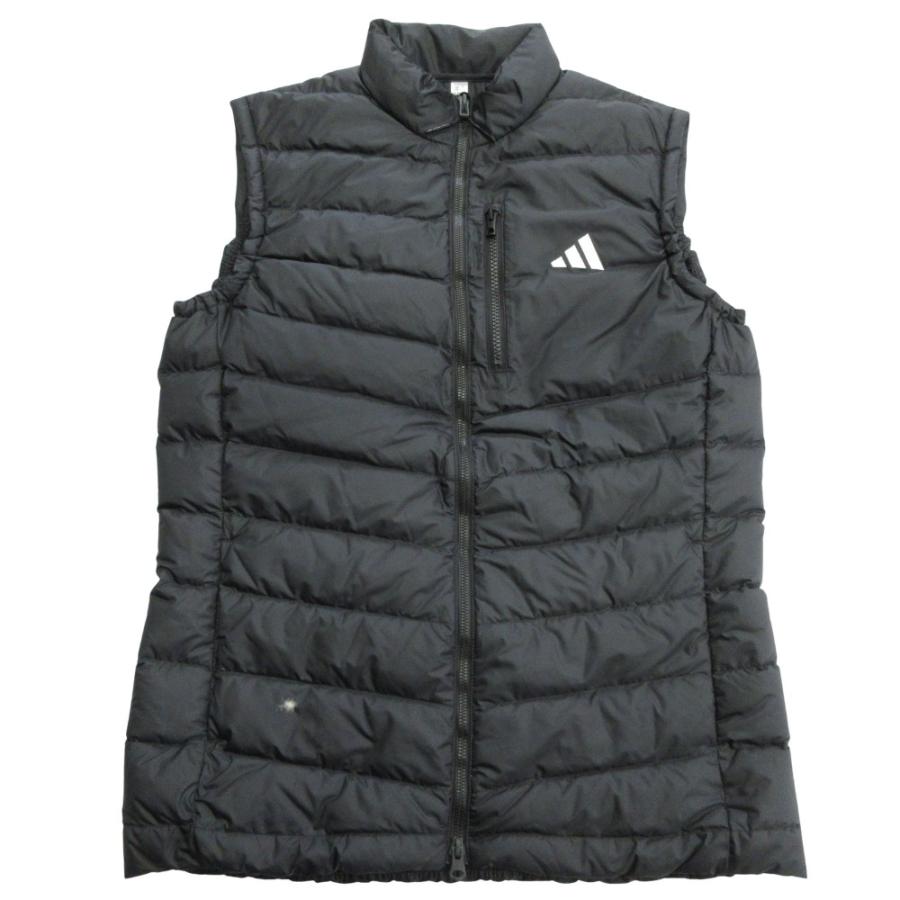 良品 adidas アディダス ダウン ベスト ジャケット ブルゾン ダブルジップ ロゴ M 黒 ブラック メンズ 古着 中古 | adidas