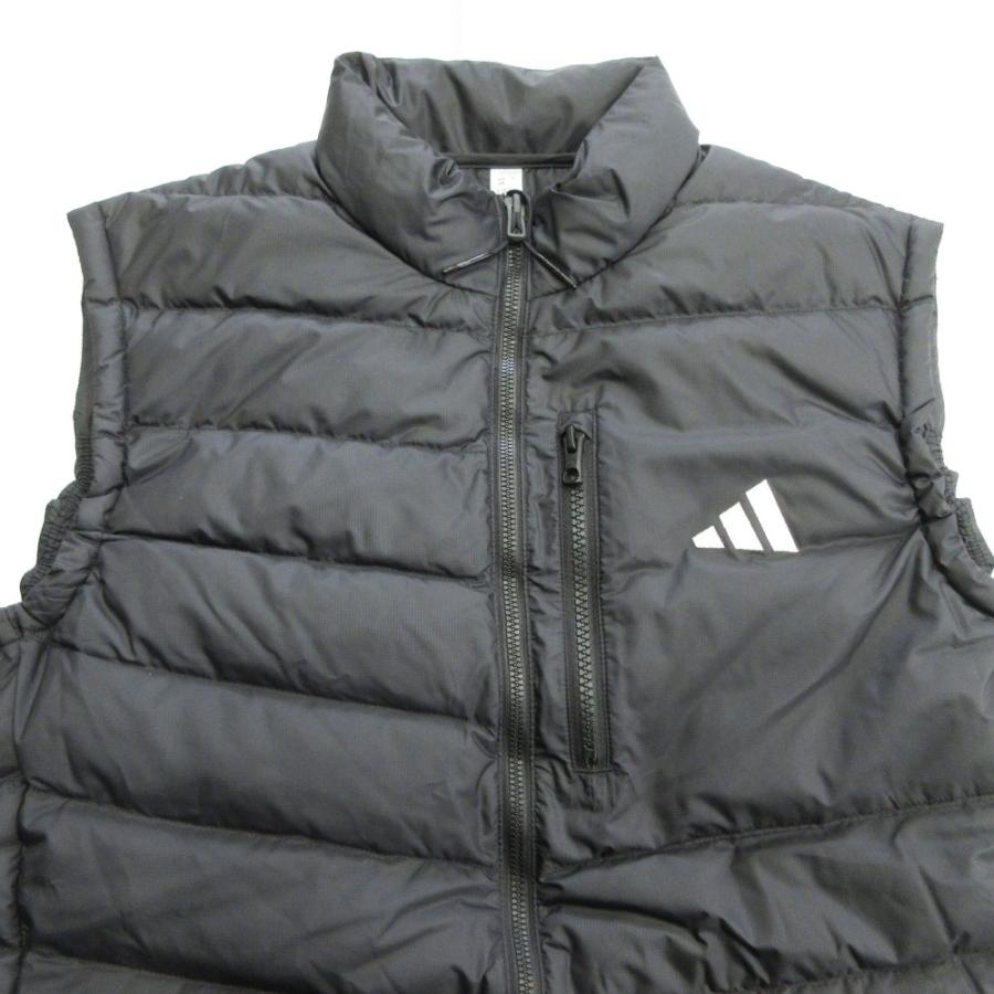 良品 adidas アディダス ダウン ベスト ジャケット ブルゾン ダブルジップ ロゴ M 黒 ブラック メンズ 古着 中古 | adidas | 02