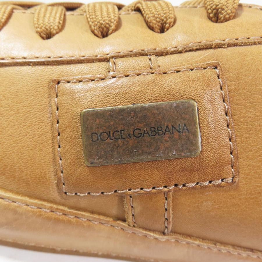 未使用 DOLCE&GABBANA ドルチェアンドガッバーナ レザー スニーカー ローカット ロゴ メタルプレート 靴 シューズ ブラウン 5 レディース 古着 中古 | DOLCE&GABBANA | 05