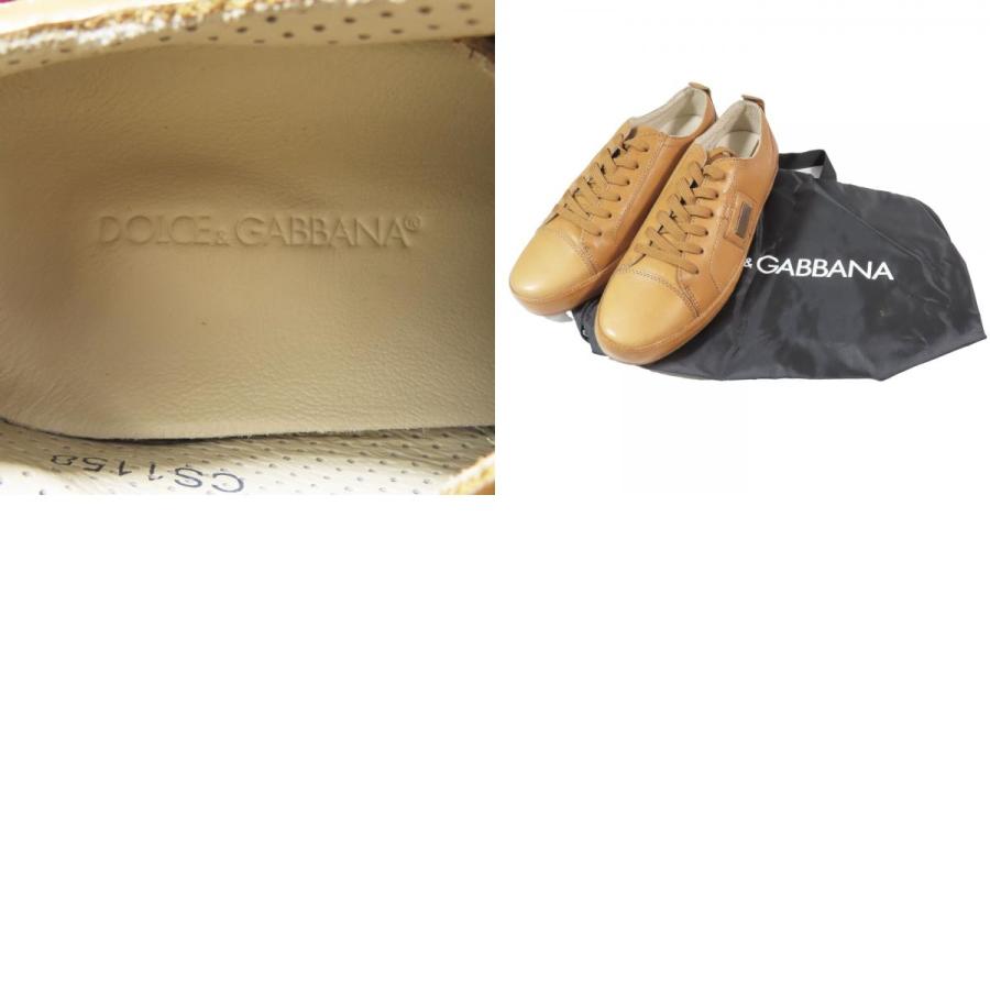 未使用 DOLCE&GABBANA ドルチェアンドガッバーナ レザー スニーカー ローカット ロゴ メタルプレート 靴 シューズ ブラウン 5 レディース 古着 中古 | DOLCE&GABBANA | 09