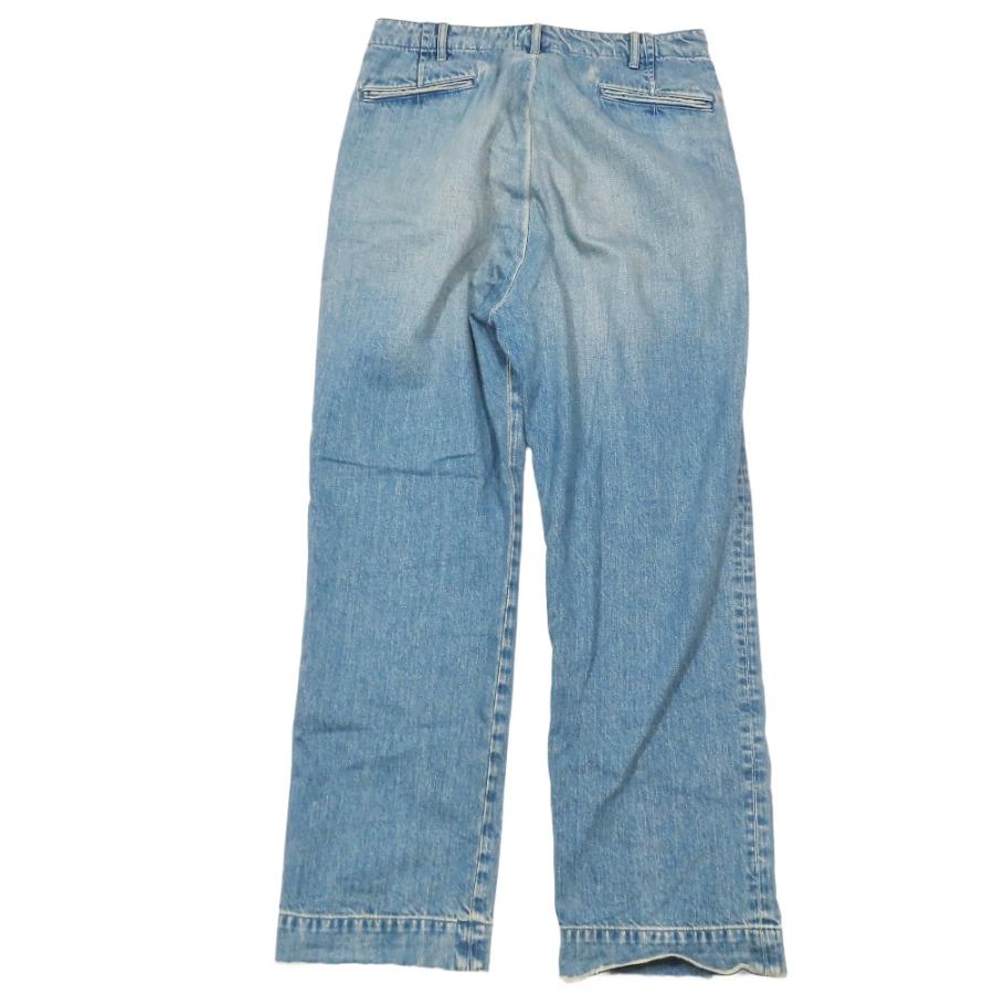 良品 AVIREX アヴィレックス TFQP DENIM TROUSERS デニム トラウザーズ ボタンフライ ヴィンテージ ダメージ加工 32 ブルー メンズ 古着 中古 USED AVIREX（アヴィレックス） 良品 TFQP DENIM TROUSERS デニム