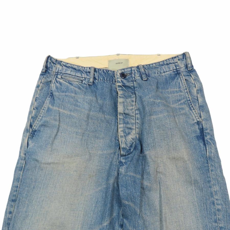 良品 AVIREX アヴィレックス TFQP DENIM TROUSERS デニム トラウザーズ ボタンフライ ヴィンテージ ダメージ加工 32 ブルー メンズ 古着 中古 USED AVIREX（アヴィレックス） 良品 TFQP DENIM TROUSERS デニム