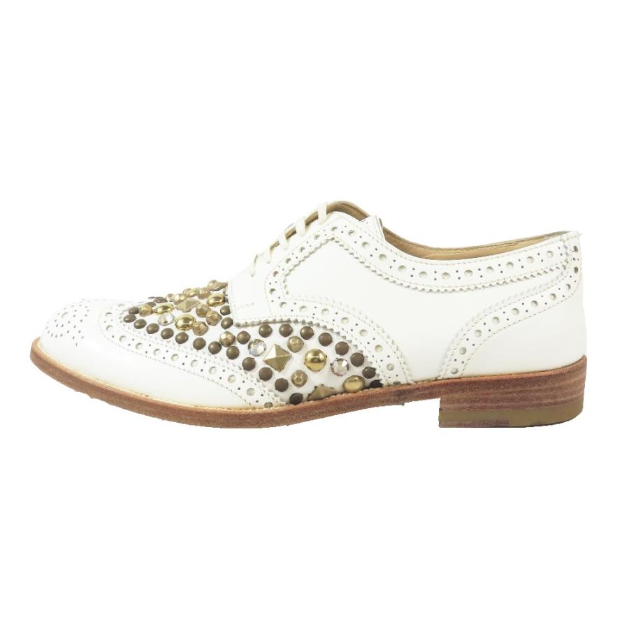 新品同様 DOLCE&GABBANA ドルチェアンドガッバーナ ウイングチップ レザー ドレスシューズ スタッズ 革靴 シューズ メダリオン 白37 レディース 古着 中古 | DOLCE&GABBANA