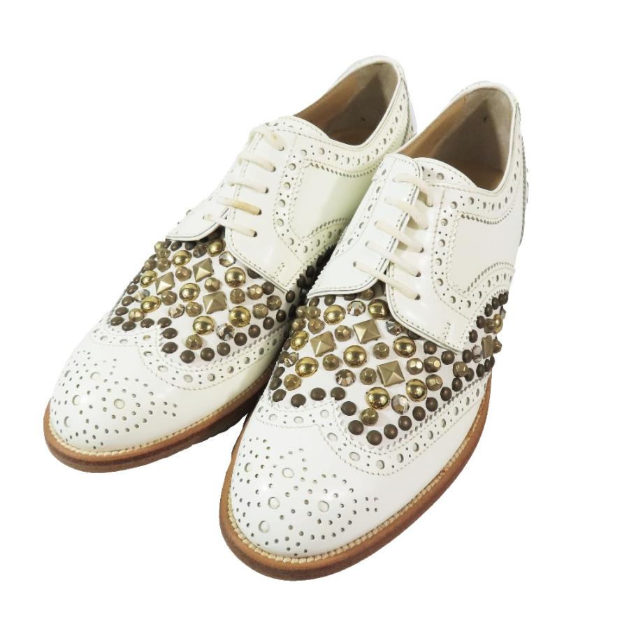 新品同様 DOLCE&GABBANA ドルチェアンドガッバーナ ウイングチップ レザー ドレスシューズ スタッズ 革靴 シューズ メダリオン 白37 レディース 古着 中古 | DOLCE&GABBANA | 02