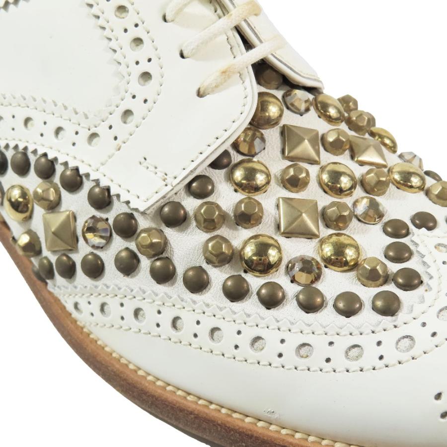 新品同様 DOLCE&GABBANA ドルチェアンドガッバーナ ウイングチップ レザー ドレスシューズ スタッズ 革靴 シューズ メダリオン 白37 レディース 古着 中古 | DOLCE&GABBANA | 07