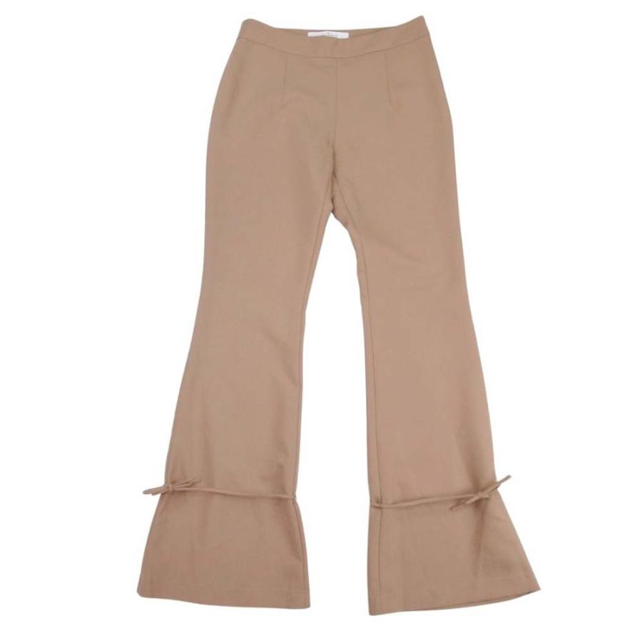 新品同様 rokh ロク TIE HEM TROUSERS タック リボン タイヘム トラウザー ロング フレアパンツ 36 LATTE ラテ レディース 古着 中古 | rokh