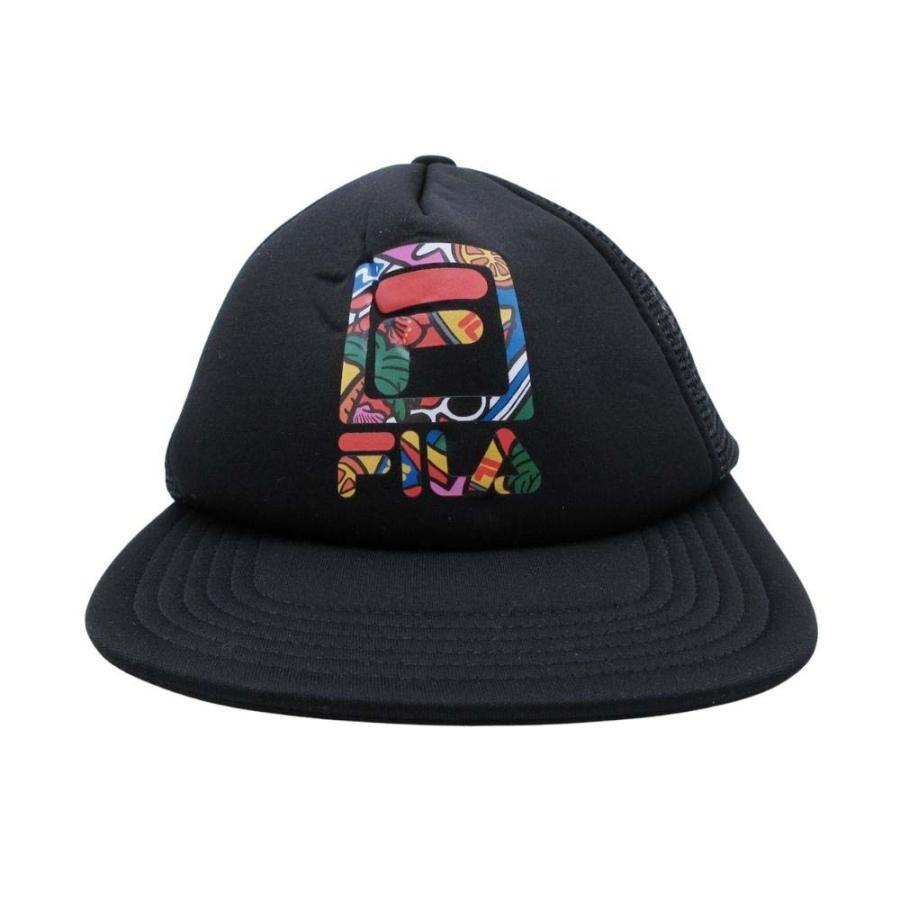 新品同様 FILA × SHETA フィラ × シータ メッシュキャップ ベースボールキャップ 帽子 黒 ブラック マルチカラー メンズ レディース 古着 中古 | FILA