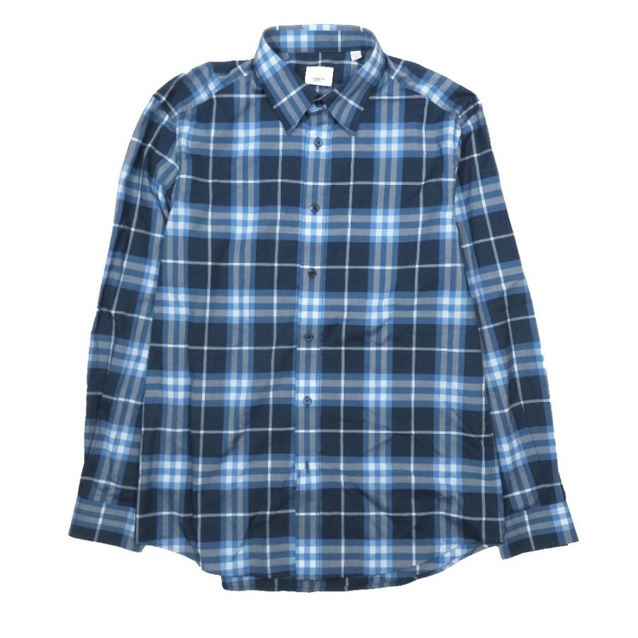 美品 22SS BURBERRY バーバリー コットン チェック シャツ ブラウス カジュアル ロングスリーブ 8050360 ブルー L メンズ 古着 中古 | BURBERRY