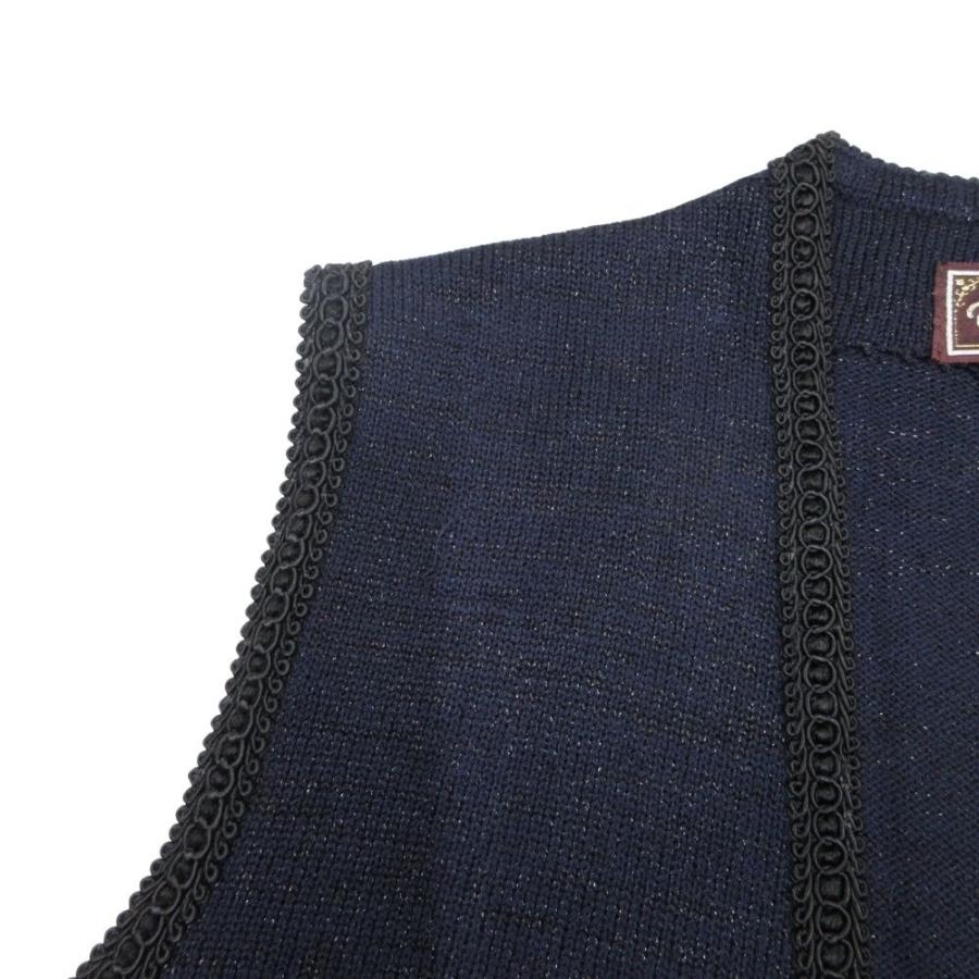良品 トヨコサイトウ 斎藤都世子 ベスト ジレ 花柄 ラメ フレア ロング スカート ニット セットアップ 紺 ネイビー レディース 古着 中古 |  | 05