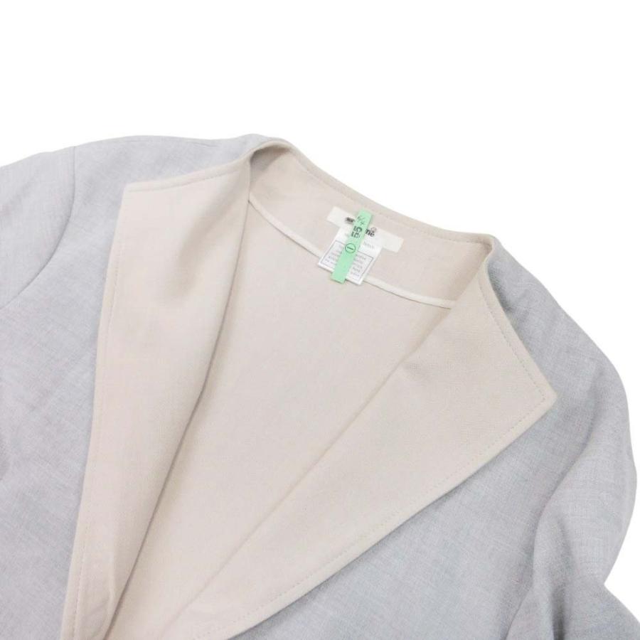 美品 ルネ Rene ダブルフェイス ノーカラー コート ミドル丈 九分袖 オープンフロント ボタンレス ストレッチ 32 グレー レディース 古着 中古 | Rene | 03
