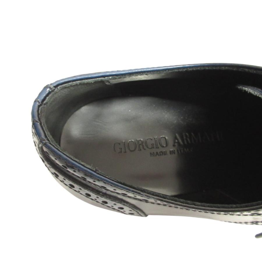 美品 GIORGIO ARMANI ジョルジオアルマーニ 染色加工 レザー ドレス シューズ 革靴 ストレートチップ 外羽根 6 25cm 青 ブルー メンズ 古着 中古 | GIORGIO ARMANI | 06