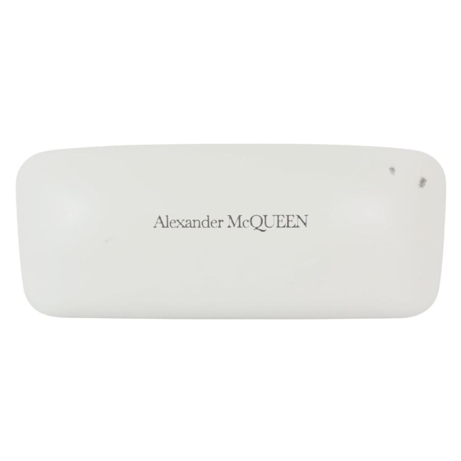 良品 Alexander McQueen アレキサンダーマックイーン ラウンドフレーム サングラス ロゴテンプル AM0445S アイウェア 黒 シルバー メンズ レディース 古着 中古 | Alexander McQueen