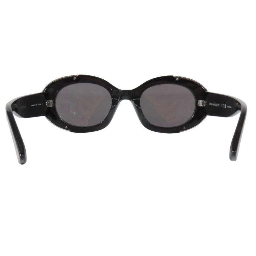 良品 Alexander McQueen アレキサンダーマックイーン ラウンドフレーム サングラス ロゴテンプル AM0445S アイウェア 黒 シルバー メンズ レディース 古着 中古 | Alexander McQueen | 05