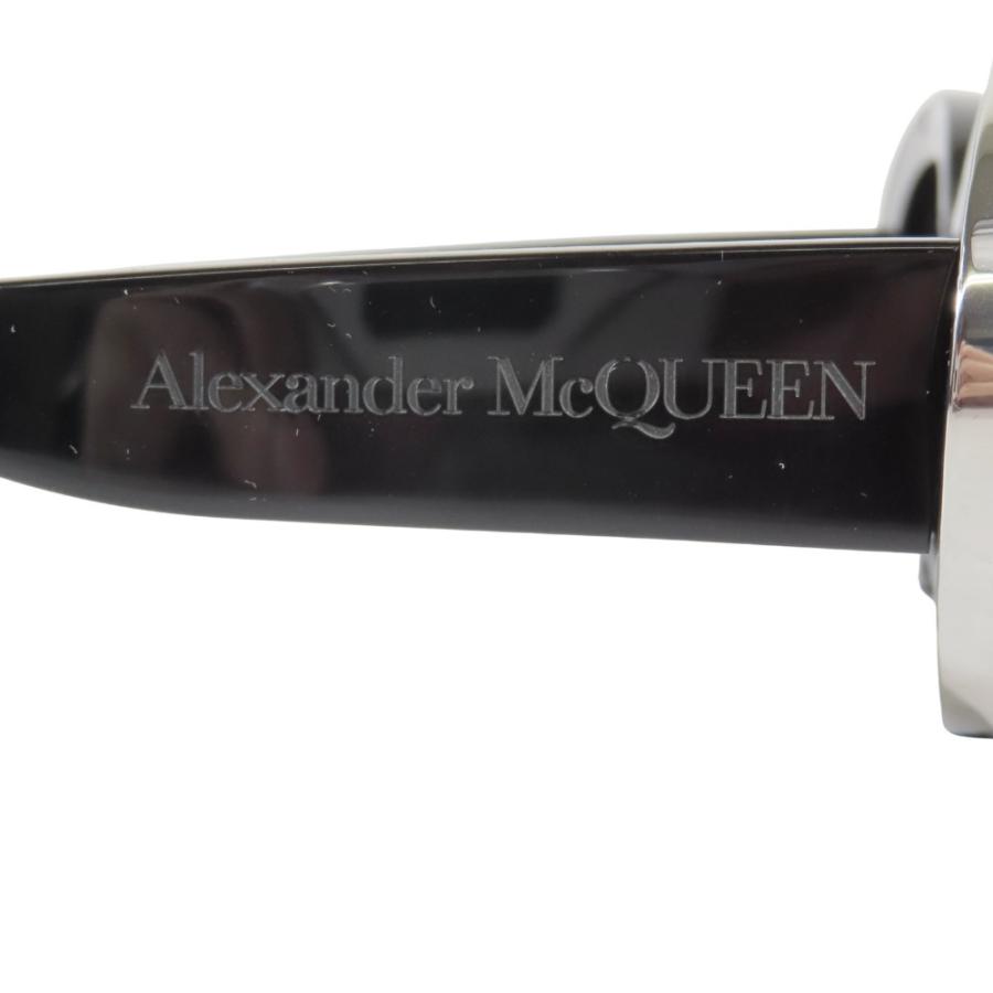 良品 Alexander McQueen アレキサンダーマックイーン ラウンドフレーム サングラス ロゴテンプル AM0445S アイウェア 黒 シルバー メンズ レディース 古着 中古 | Alexander McQueen | 07