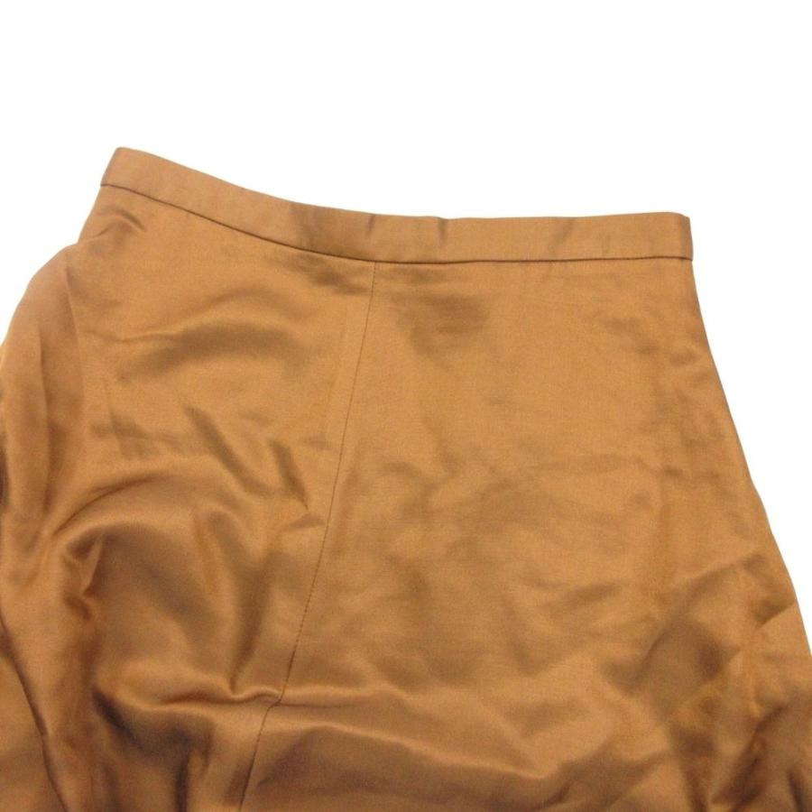 新品同様 19aw YLEVE イレーヴ シルクブレンド サテン地 ランダムヘム ロング マキシ丈 フレアスカート 1 茶 ブラウン レディース 古着 中古 | YLEVE | 02